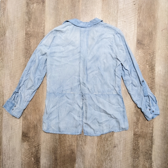 Tribal.Jeans Chambray long Sleeve Button Down Shirt Split Back - Picture 6 of 13